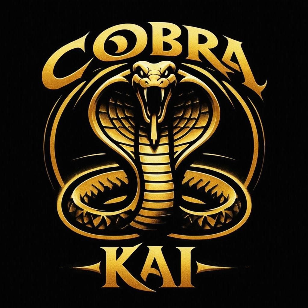 Gold Cobra Kai Logo on Black Background