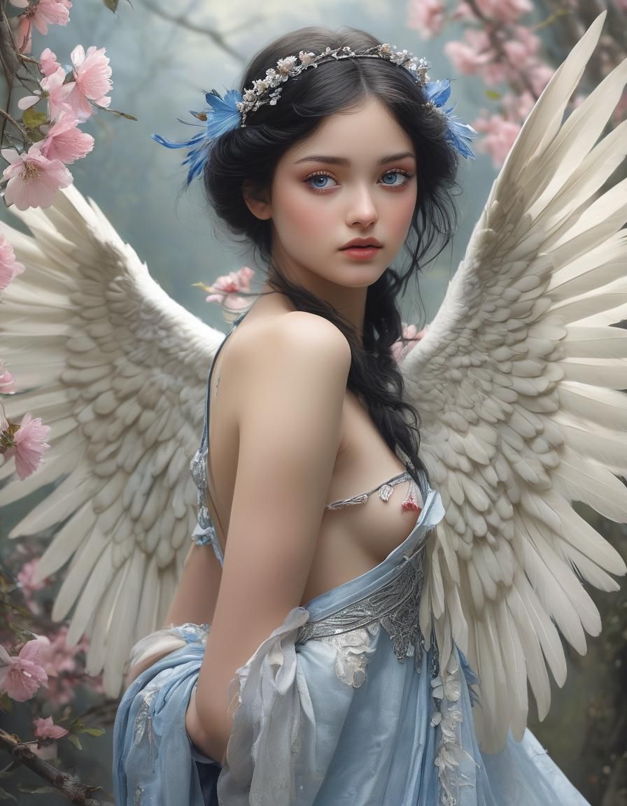 Dreamy Angel in Sakura Fairytale Style