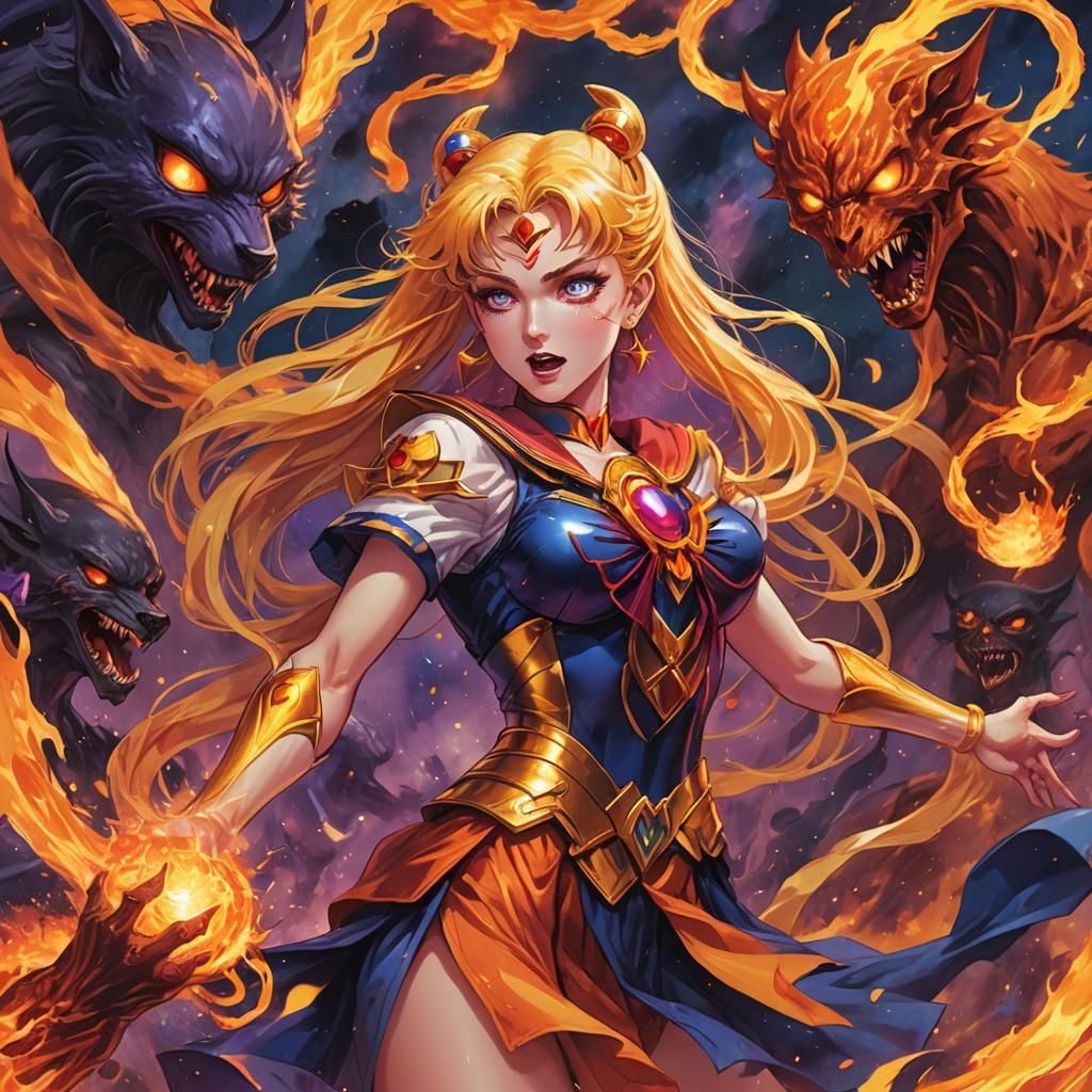 Sailor Moon Enchantress in Fiery Zombie Apocalypse
