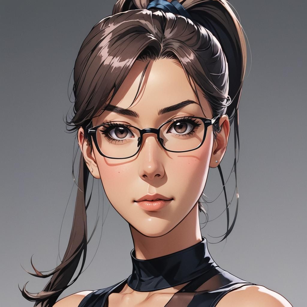 Confident Woman in Manga Style Portrait