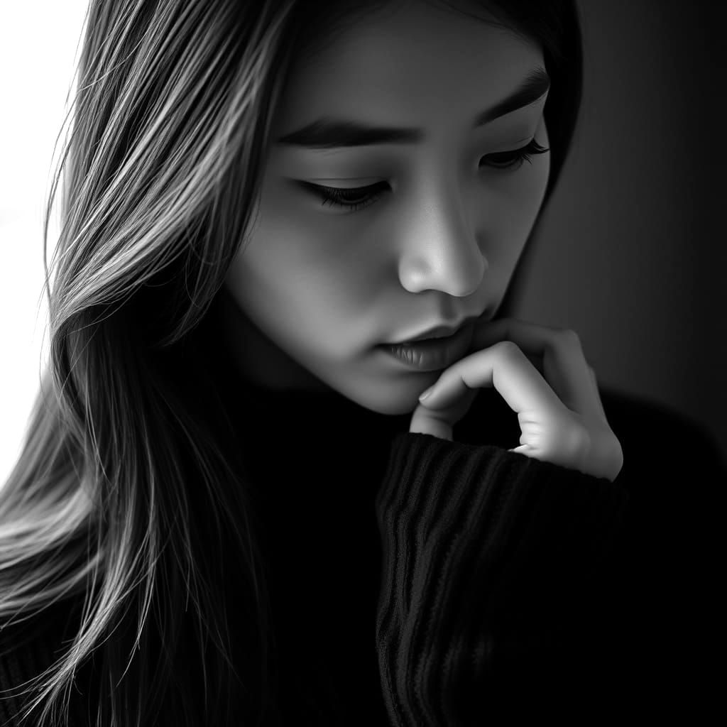 Ethereal Taiwanese Woman in Cinematic Noir Aesthetic