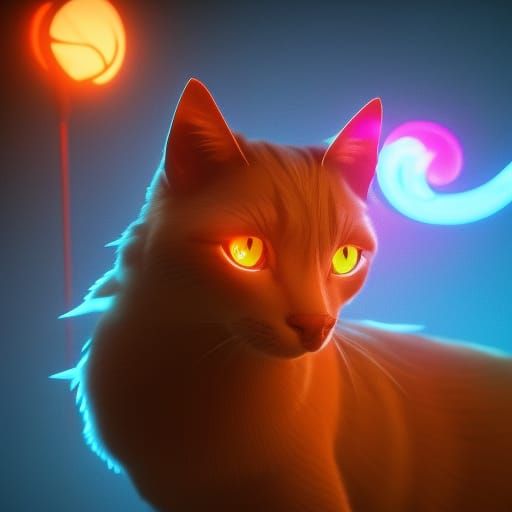 Glowing Cat Portrait in 3D Game Style