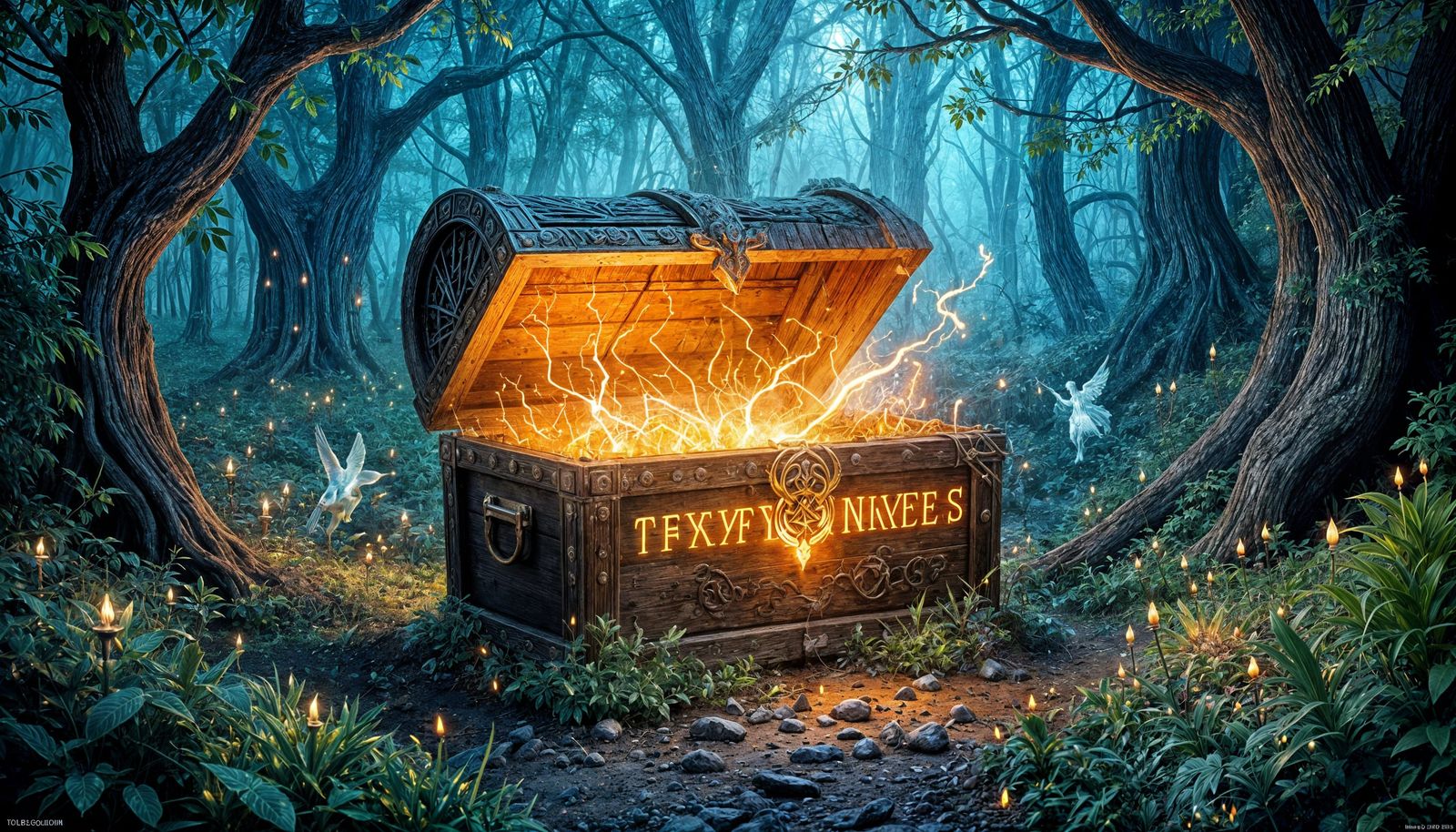 Mystical Treasure Chest in Enchanted Forest