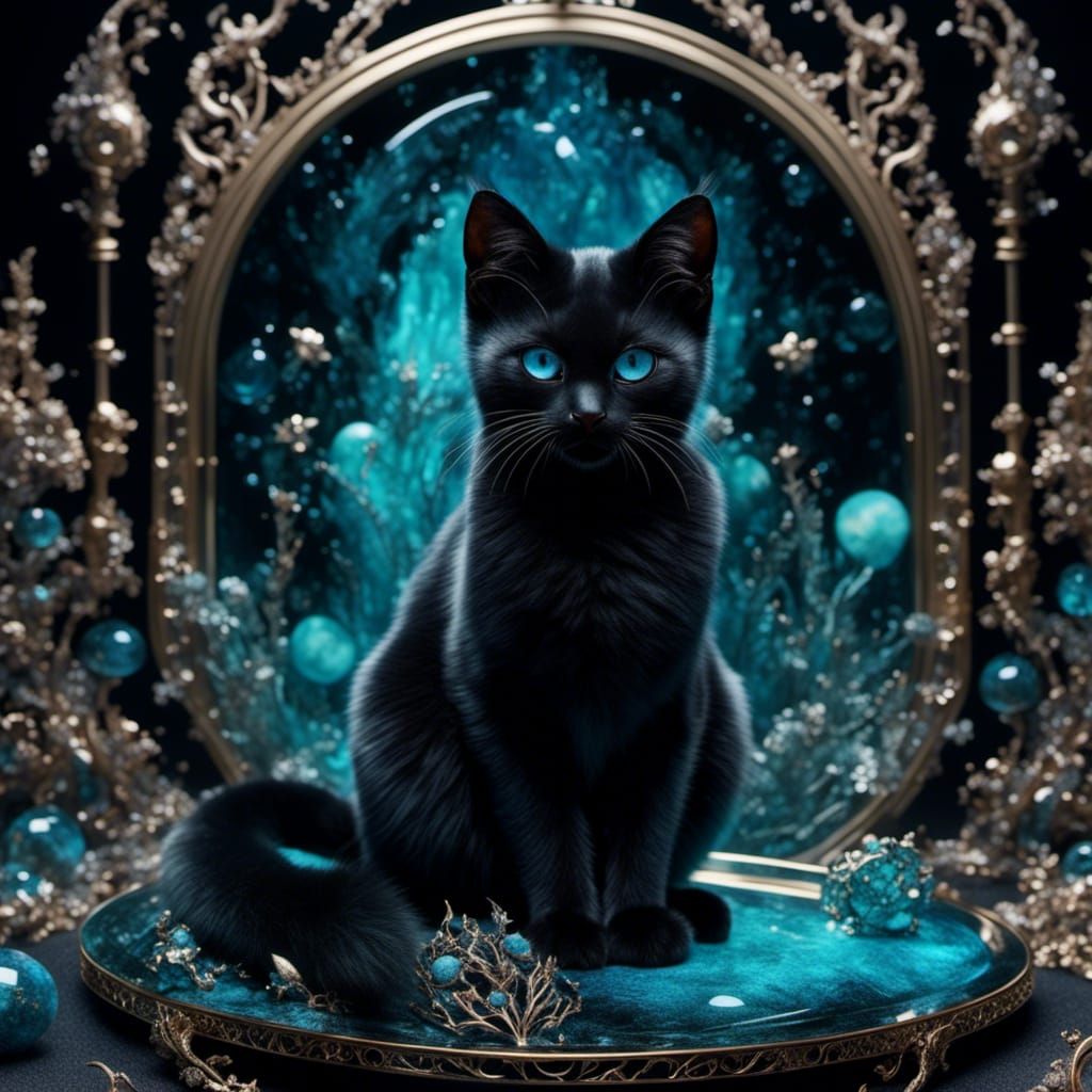 Nebula Black Cat in Dilapidated Mansion