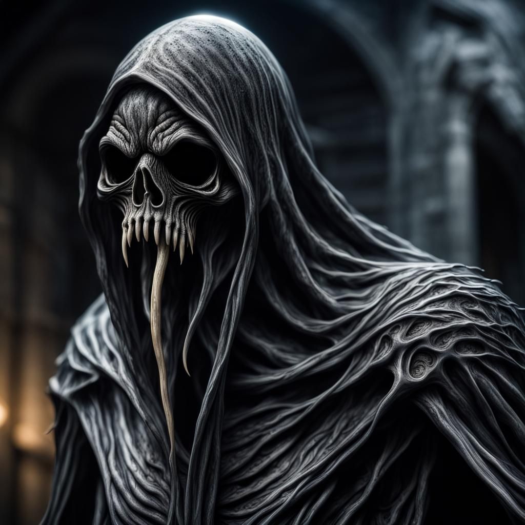 Hyperrealistic Dementor Spores in Fantasy Setting