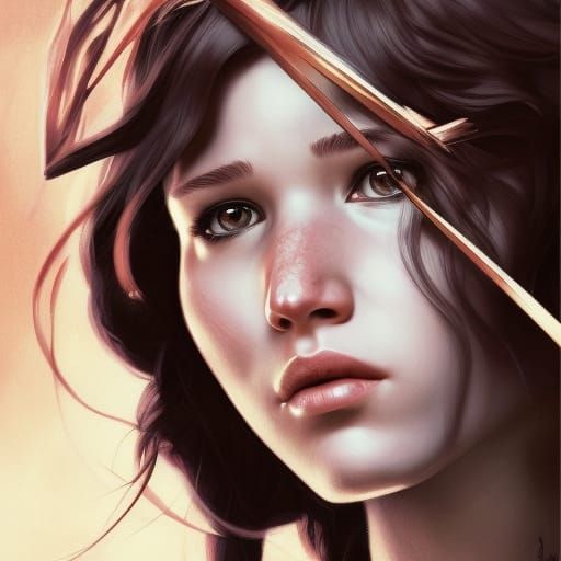 Katniss Everdeen Portrait in Hyperdetailed Style