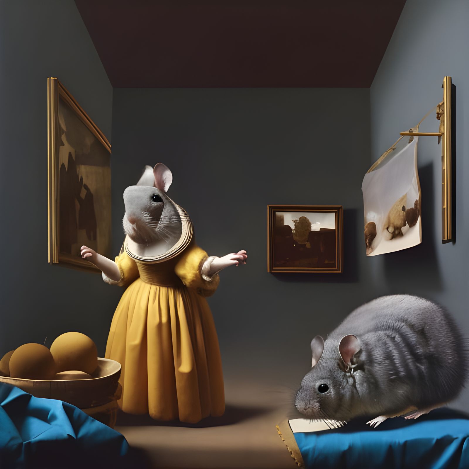 Chinchilla Family Portrait in Hyperreal Style