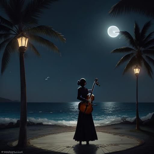 Sinister Violin Melody Under Palm Tree Shadow