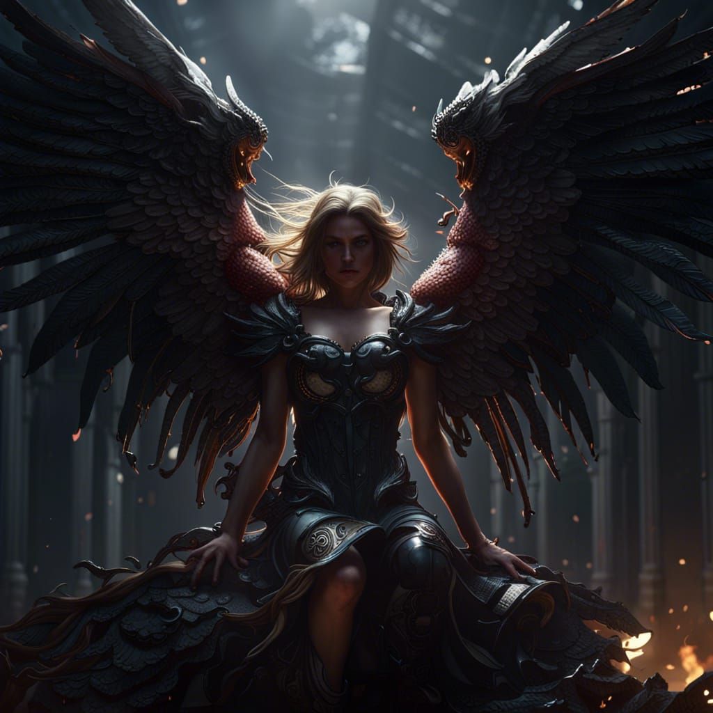 Fallen Angel in Dark Fantasy Style