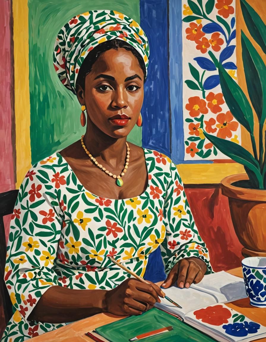 African American Woman Portrait in Fauvist Style