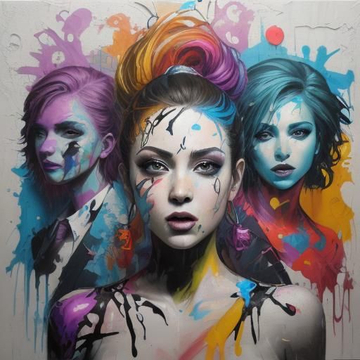 Opera Singer Trio in Graffiti Street Art