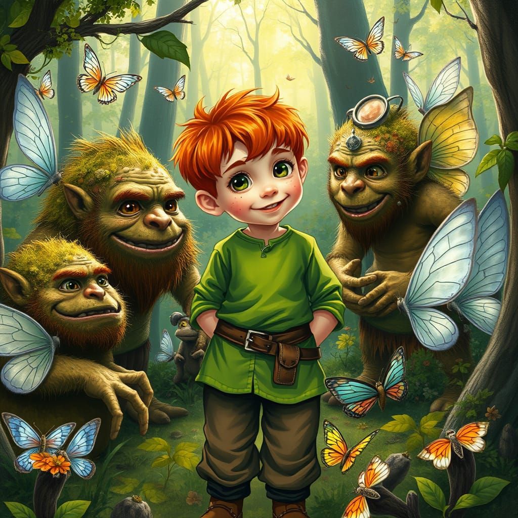 Whimsical Forest Encounter in Vibrant Colors