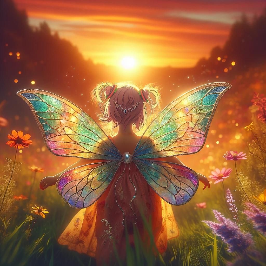 Ethereal Red-Haired Fairy with Translucent Wings