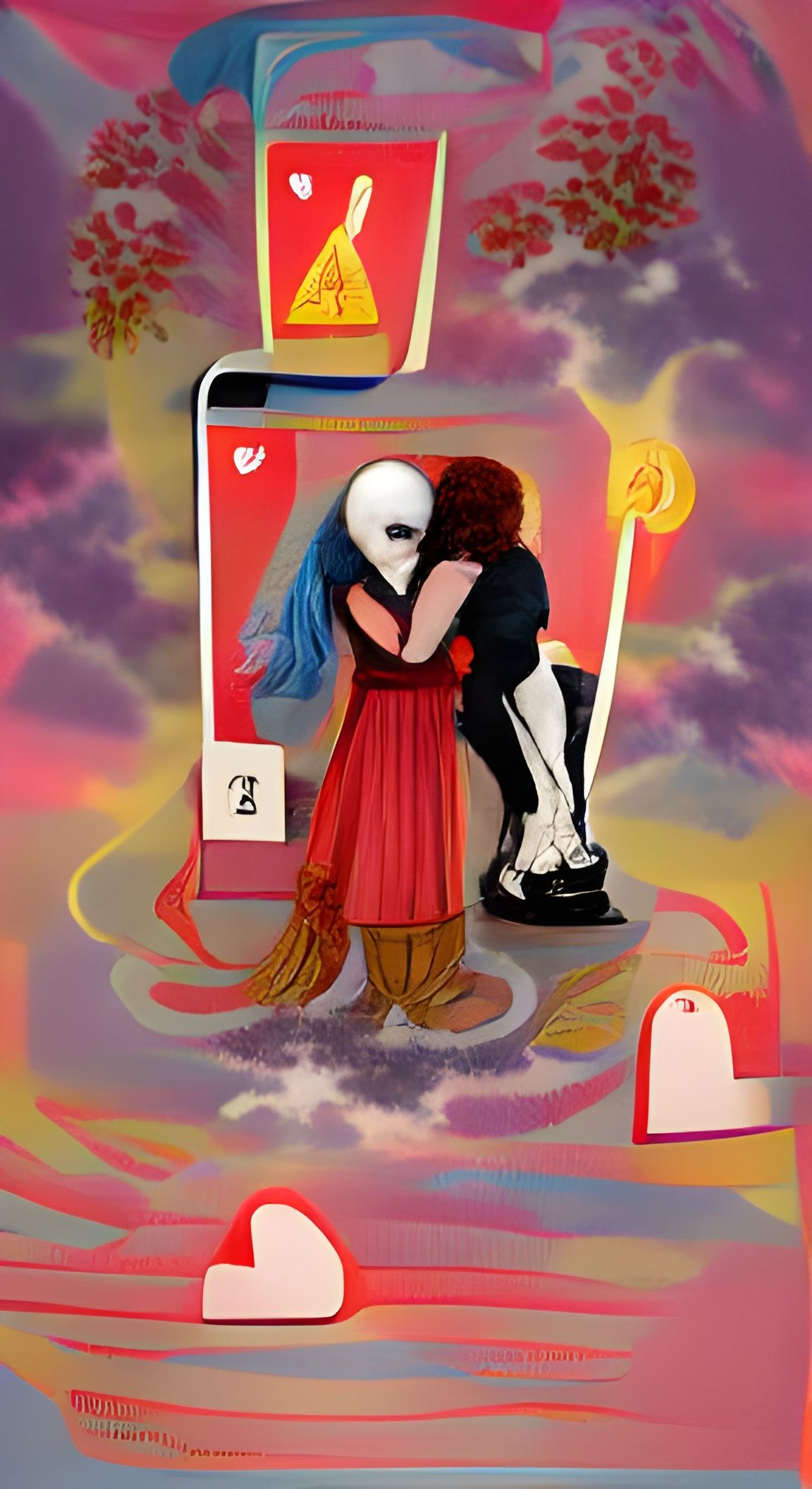 Faceless Lovers Tarot Card Illustration