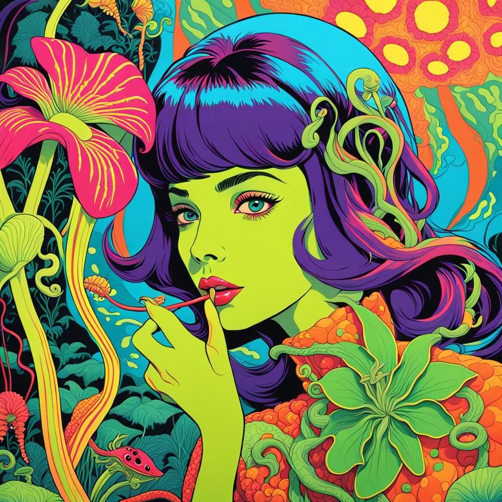 Psychedelic Lamia and Carnivorous Plant: 1960s Poster Art