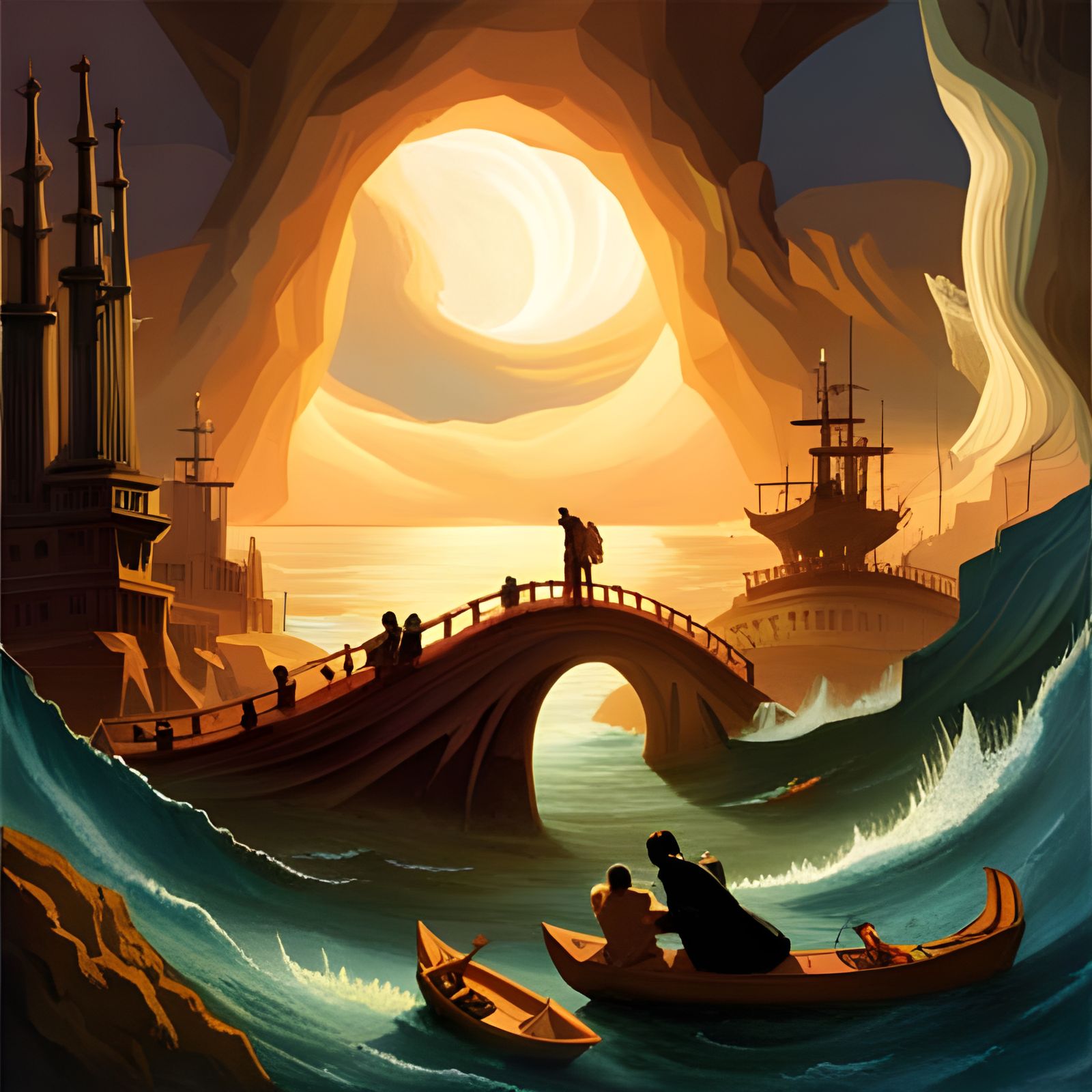 Cosmic Ocean Dreamscape in Surrealist Style