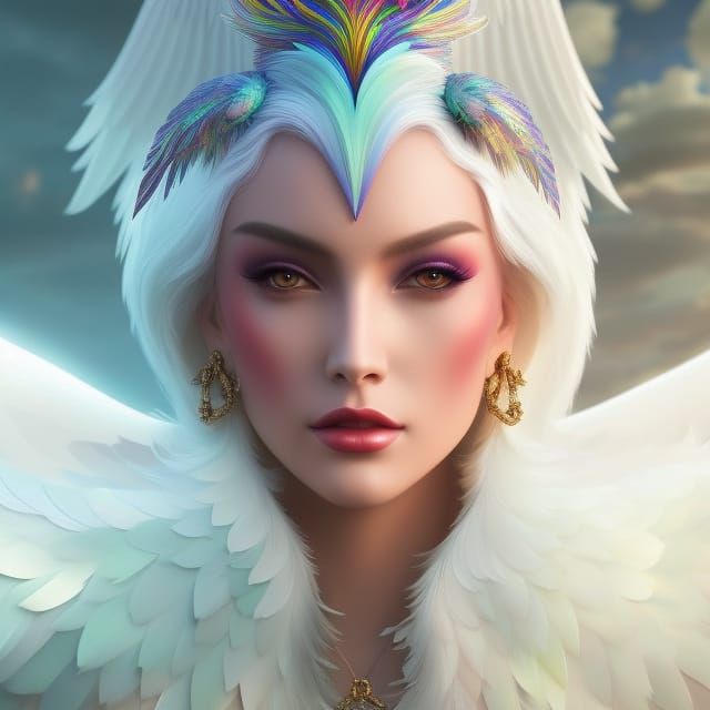 Iridescent Rainbow Phoenix Digital Painting