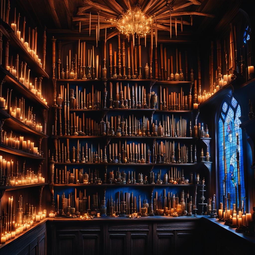 Dark Fantasy Magic Wand Shop Interior