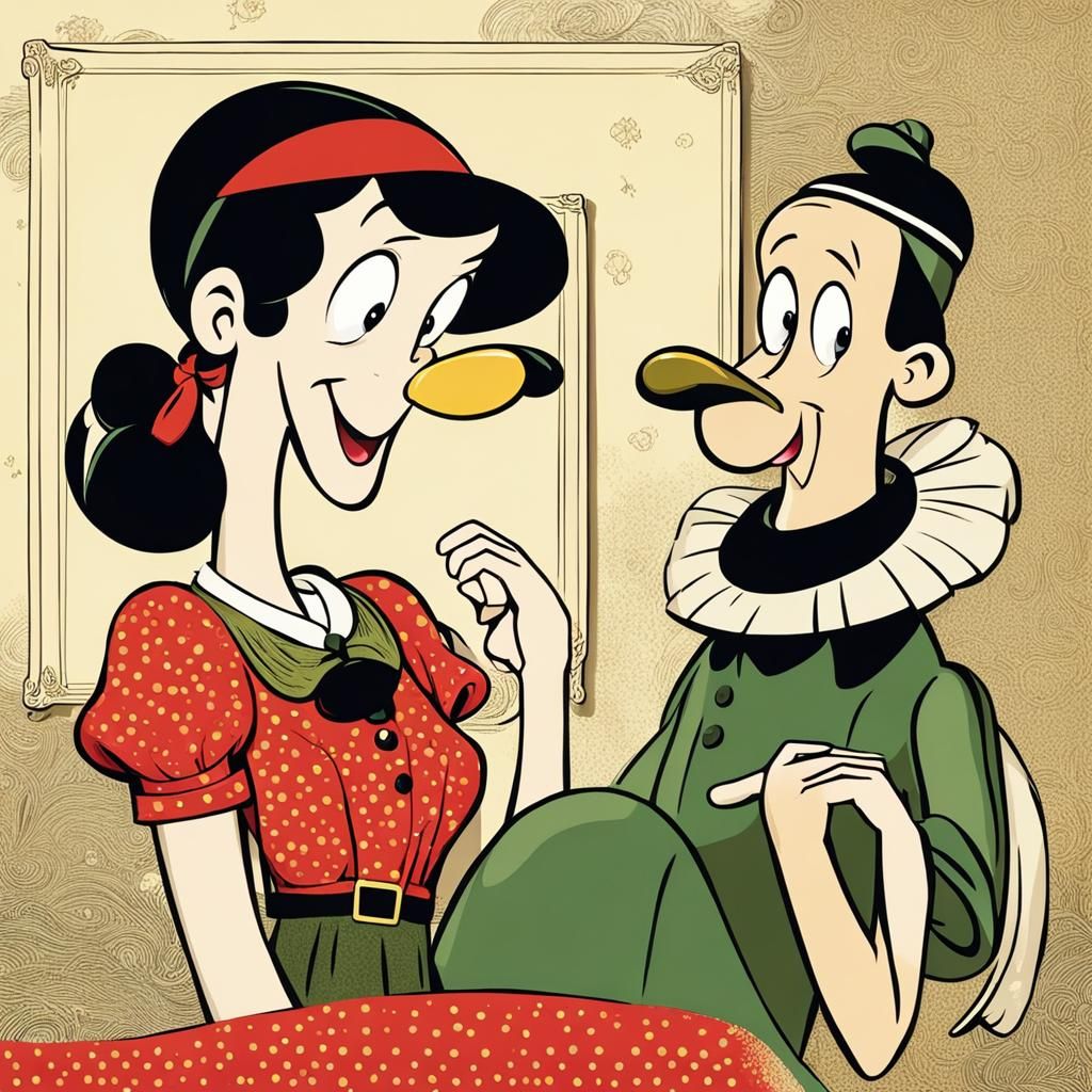 Olive Oyl Style Portrait of a Slim Woman