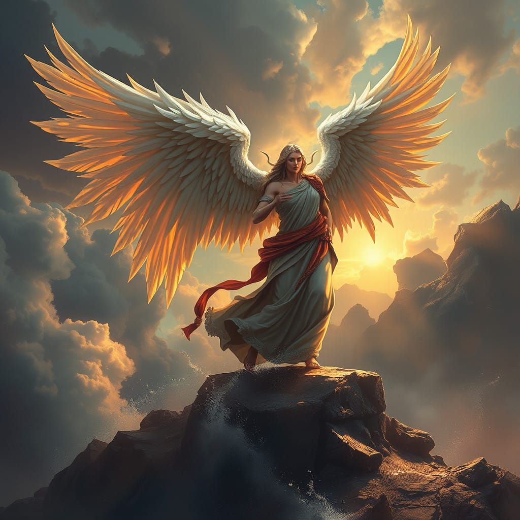 Angel Guardian in a Fantastical Landscape