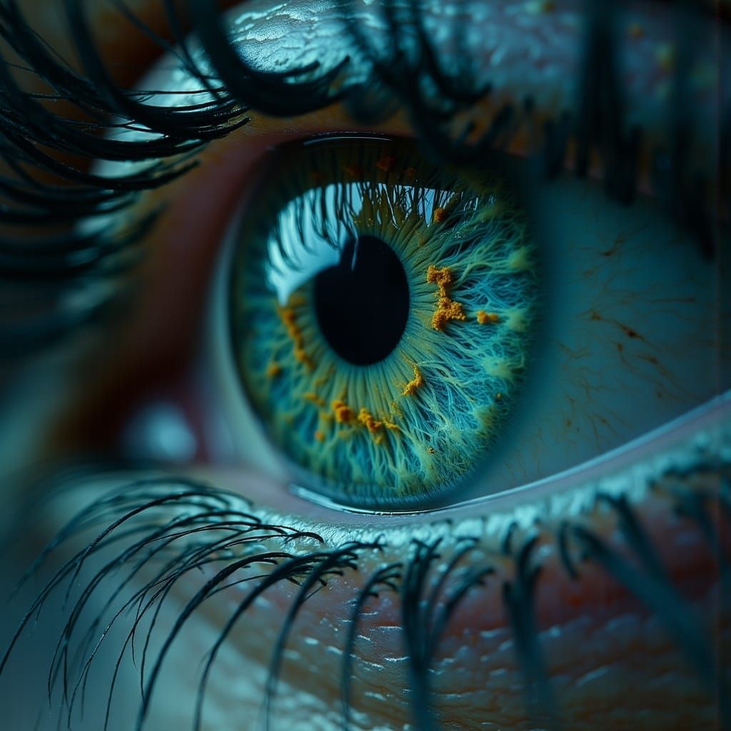 A Captivating Green Eye in a Dark, Dramatic Setting