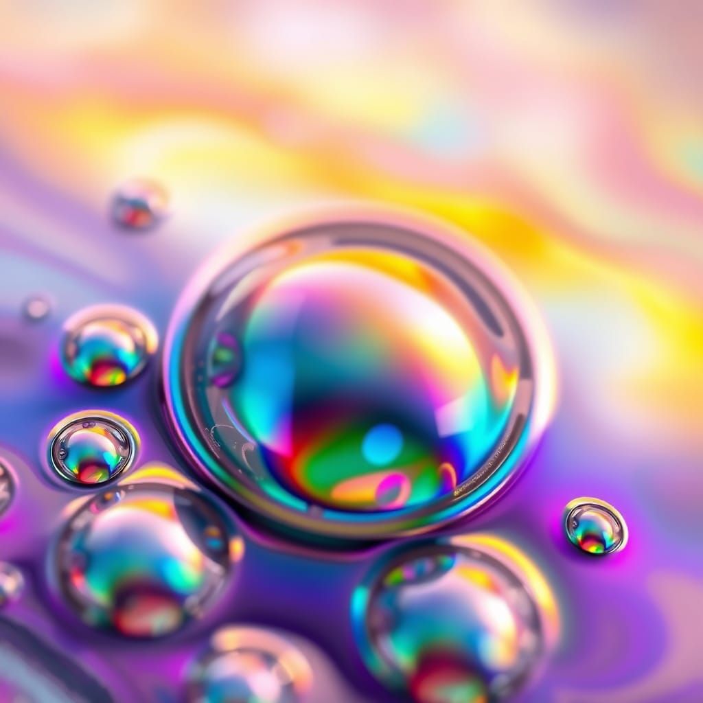Surreal Iridescent Liquid Droplets in Opalescent Hues