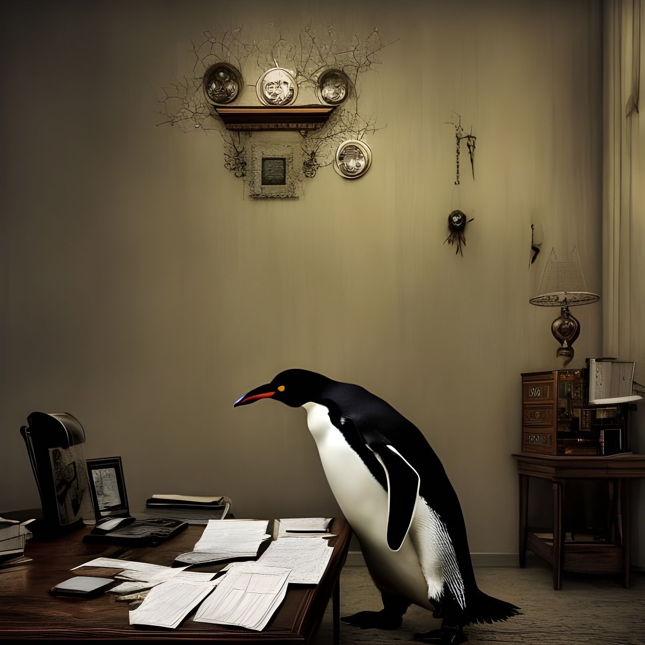 Penguin Accountant in Paranormalpunk Style