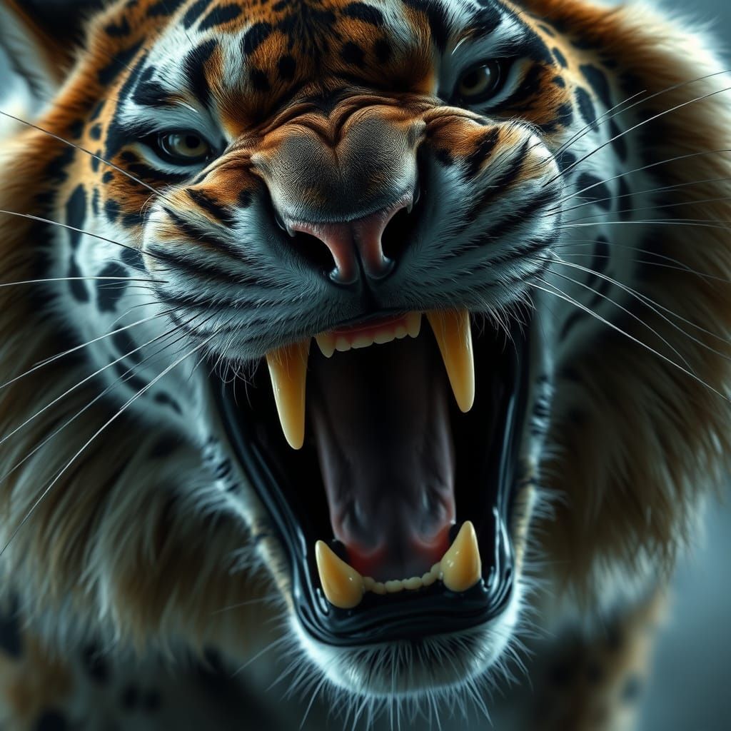 Fierce Feline Hyperrealism in Digital Art