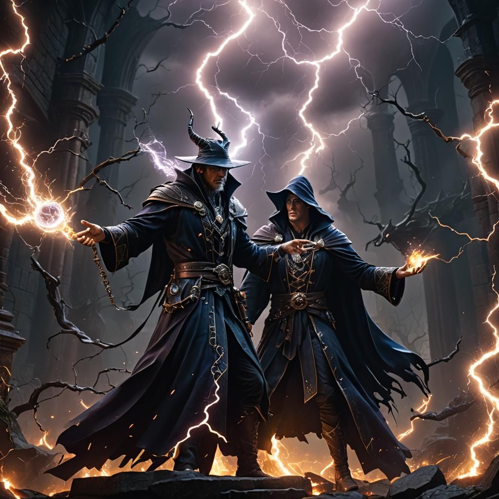 Dark Occult Sorcerer Casting Spell in Fantasy Art