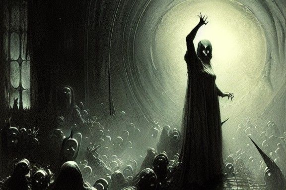 Sinister Halloween Horror in Engraving Style