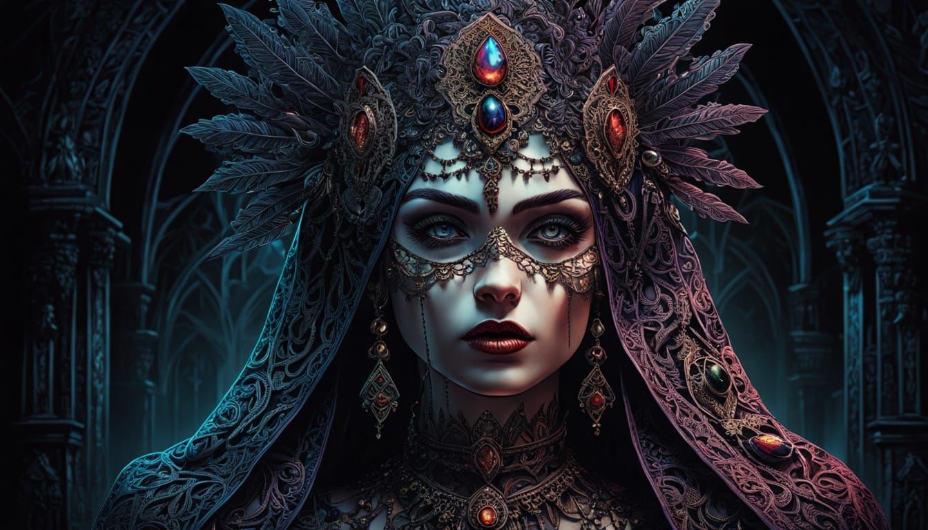 Gothic Comic Book Art: Woman in Lace