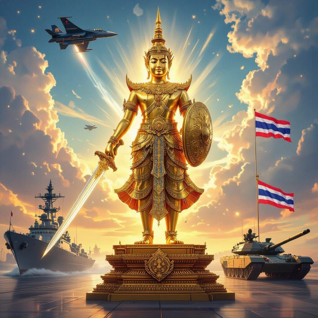 Majestic Golden Statue of Phra Siam Devadhiraj