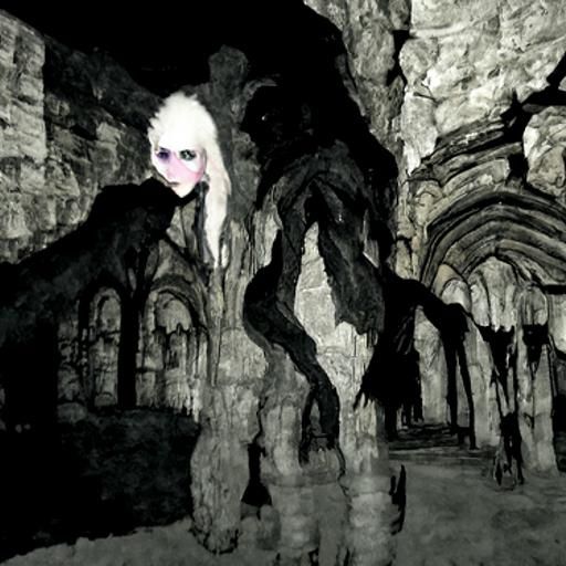 Pale Monster Stalking in Dark Gothic Cavern