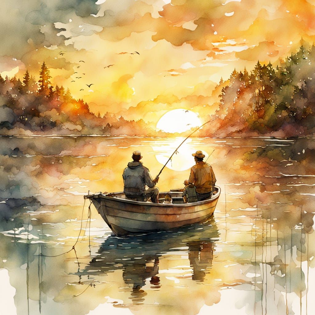 Fishing on a beautiful boat on sparkling waters