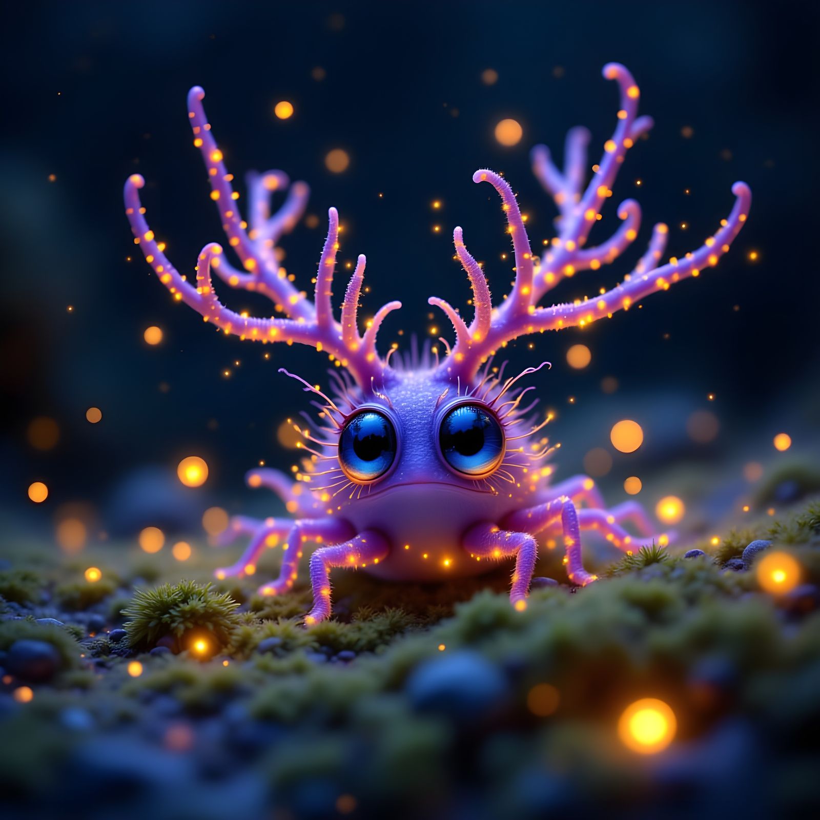 Whimsical Tentacled Creature with Glowing Eye