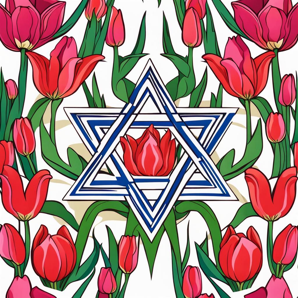 Star of David with Tulips, Symbol of Israel