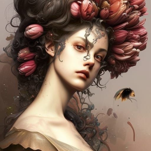 Detailed Anime Tulip Girl Portrait in 4K