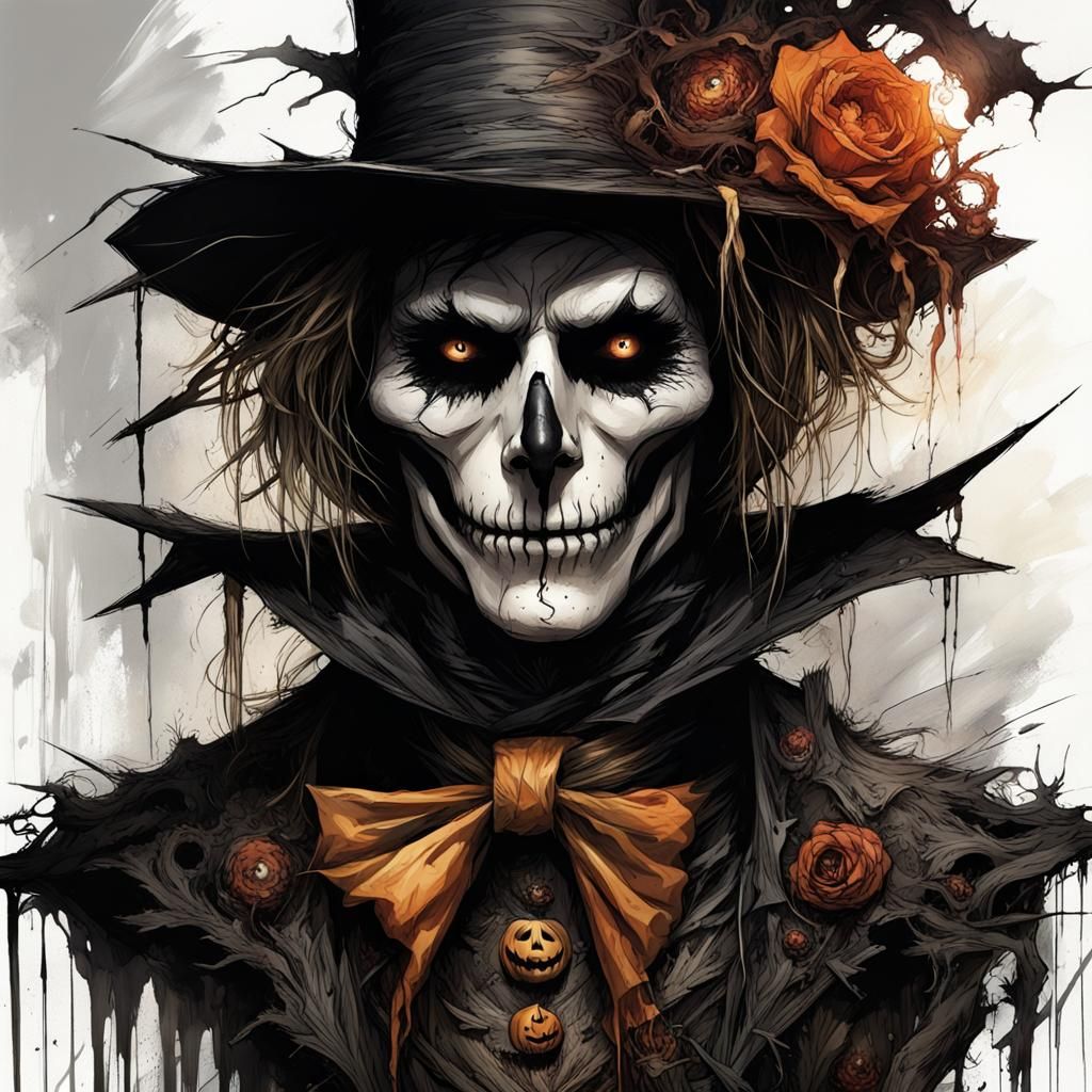 Gothic Halloween Scarecrow in Dark Fantasy Style