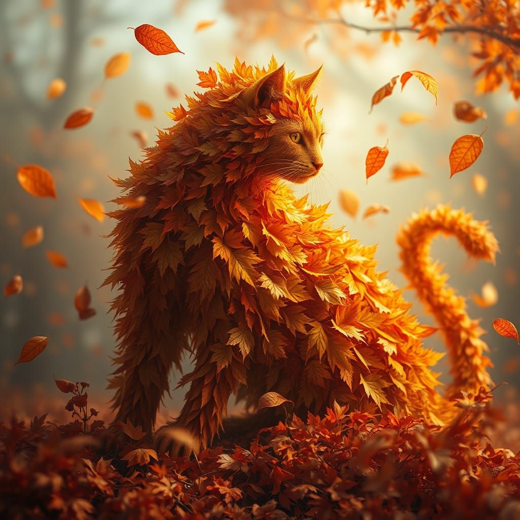 Autumnal Feline in Fantasy Matte Painting