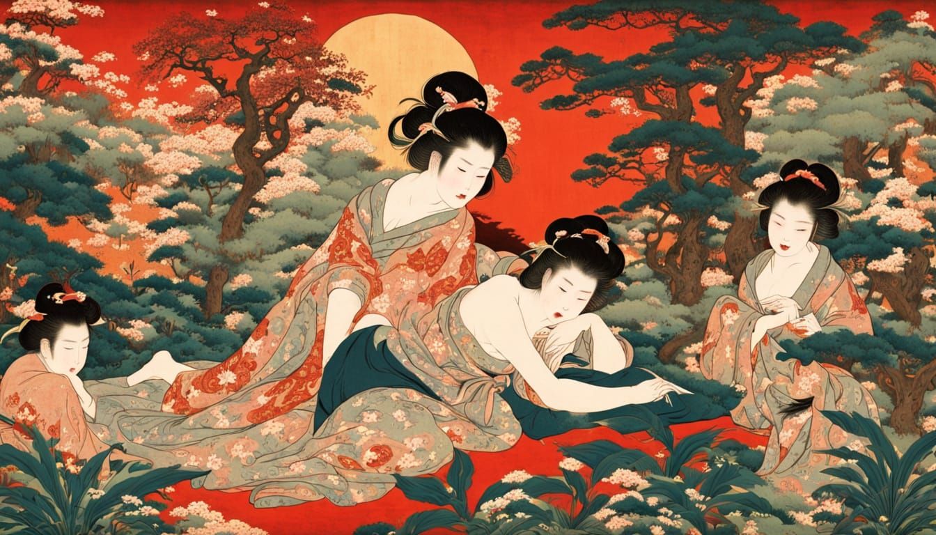 Shunga Scene with Demonic Putti and Kominka