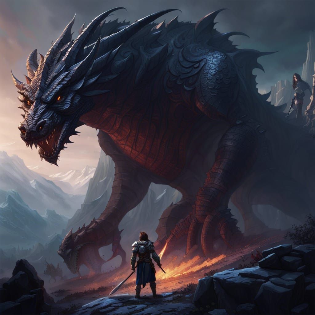 Warrior vs. Dragon: Dark Fantasy Concept Art