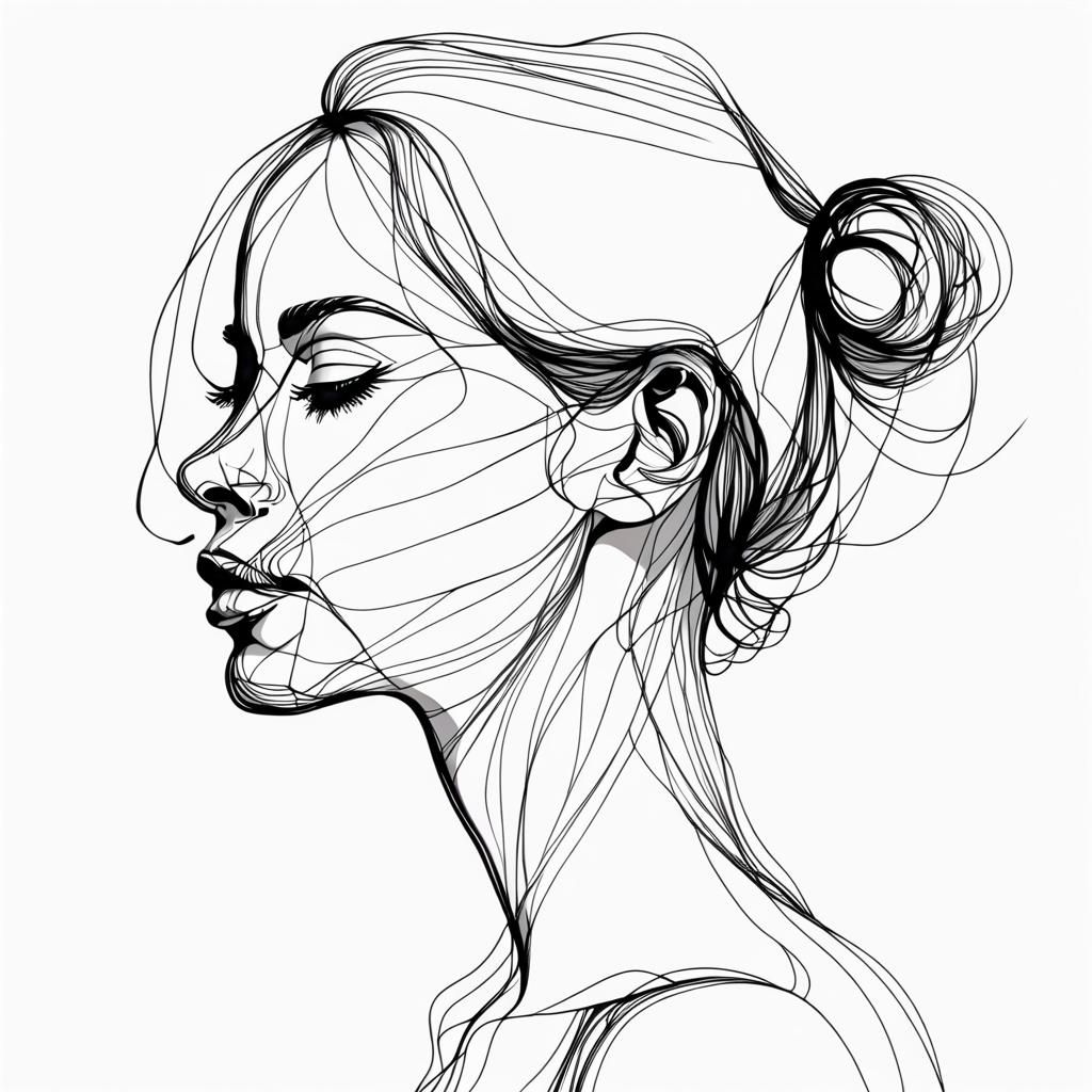Minimalist Single Line Art Portrait of Woman
