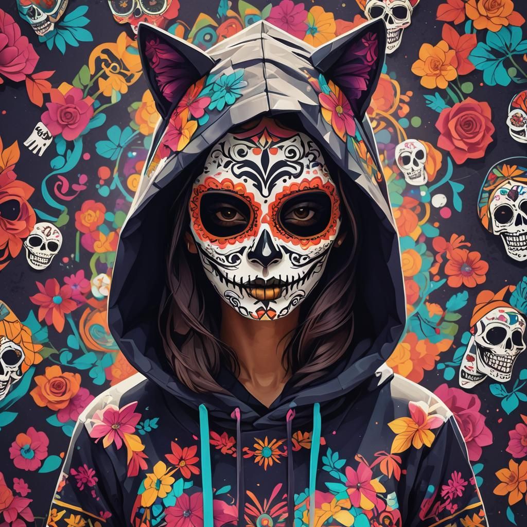 Venezuelan Catrina: A Vibrant Street Art Illustration
