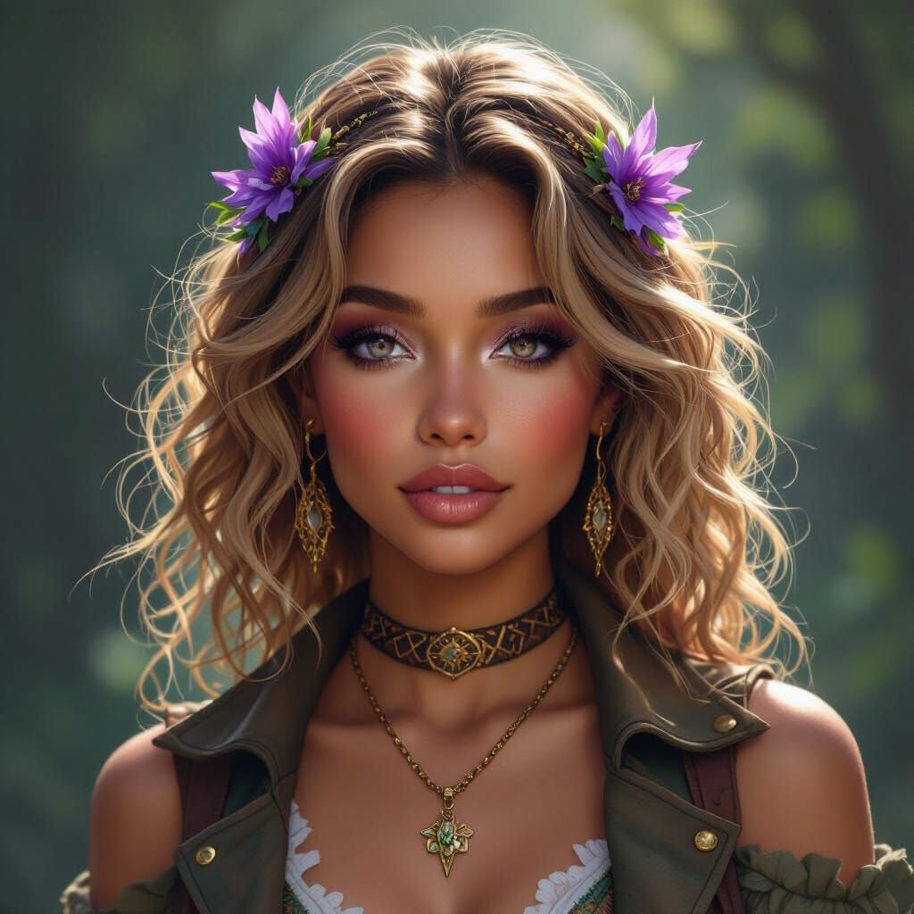 Glamorous Trans Woman with Smoky Violet Eyes