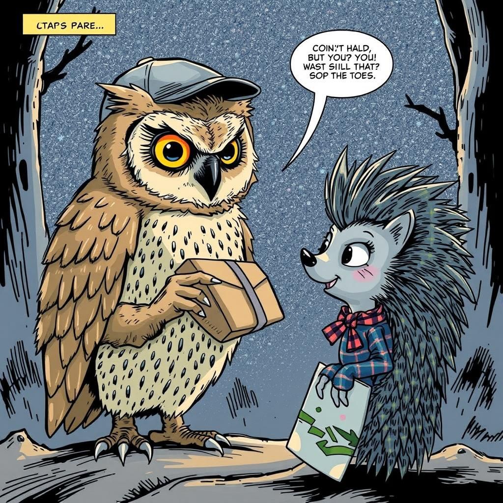 Owl Postman Delivers to Hedgehog Artist Comic