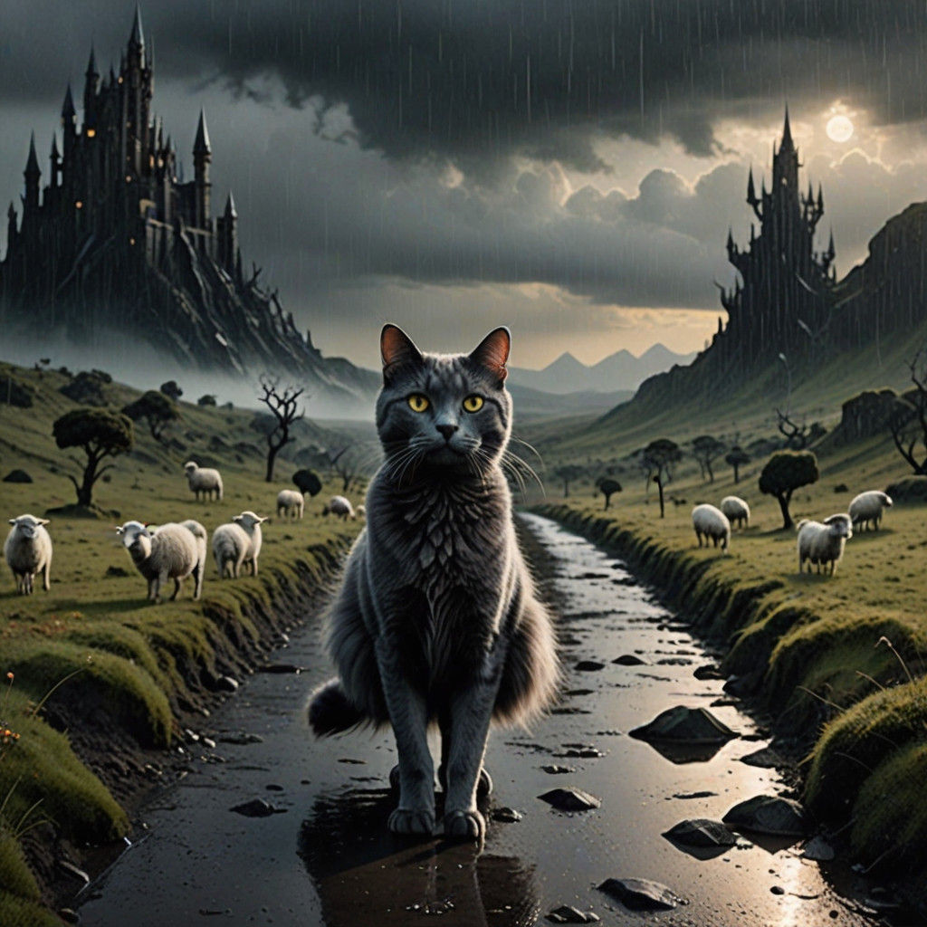 Grey Cat Walks into Wonderland