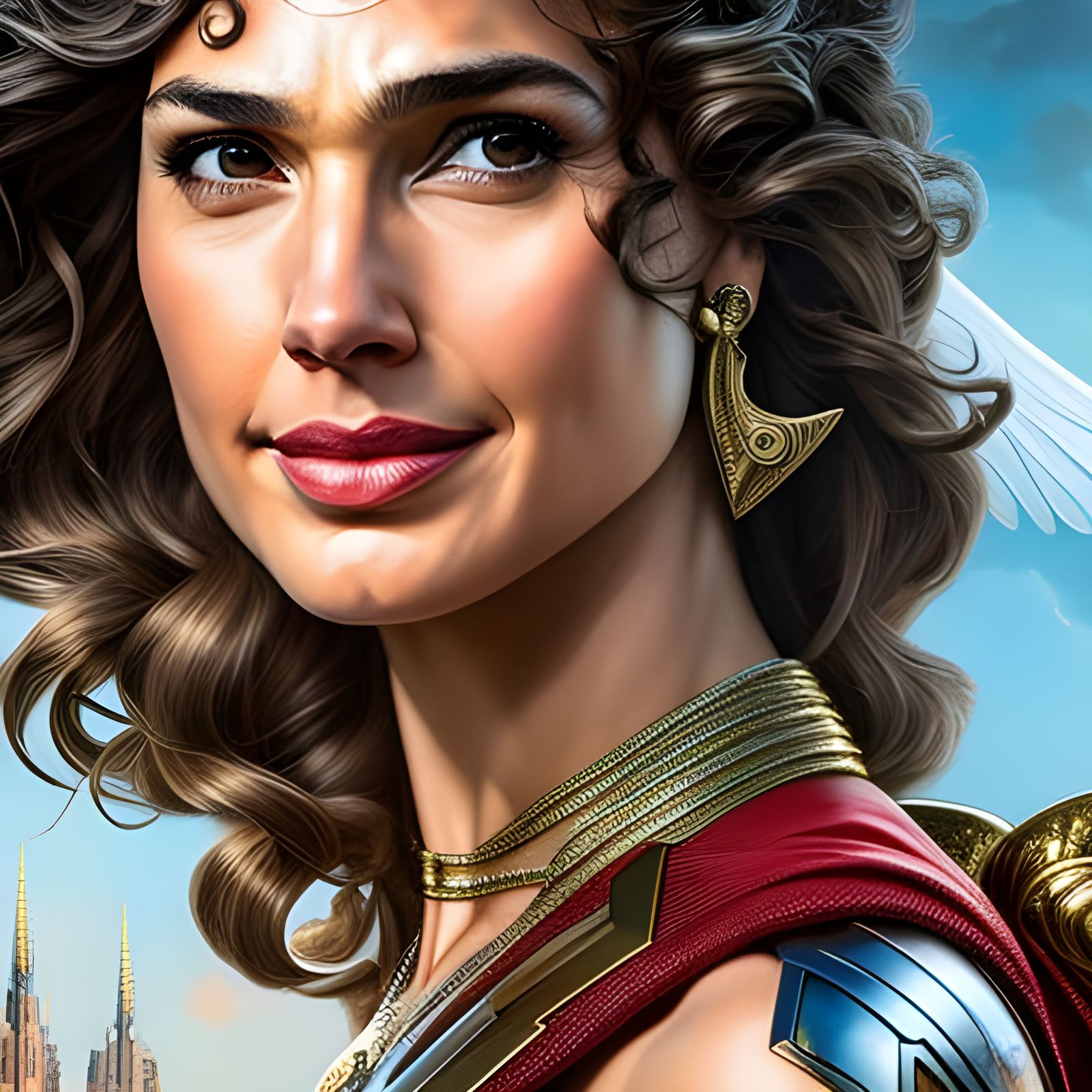 Gal Gadot Smiling: Rococo Hyperdetailed Portrait