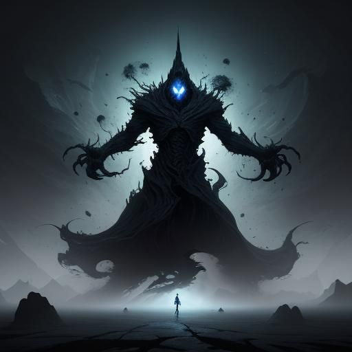 Demonic Entity in Void: Beksiński-Inspired Concept Art