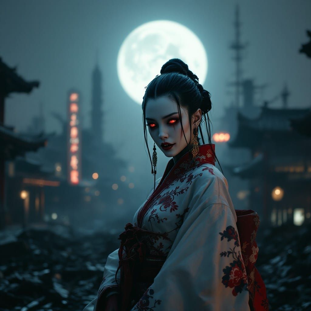 Monstrous Geisha in Dark, Gritty Apocalyptic Tokyo