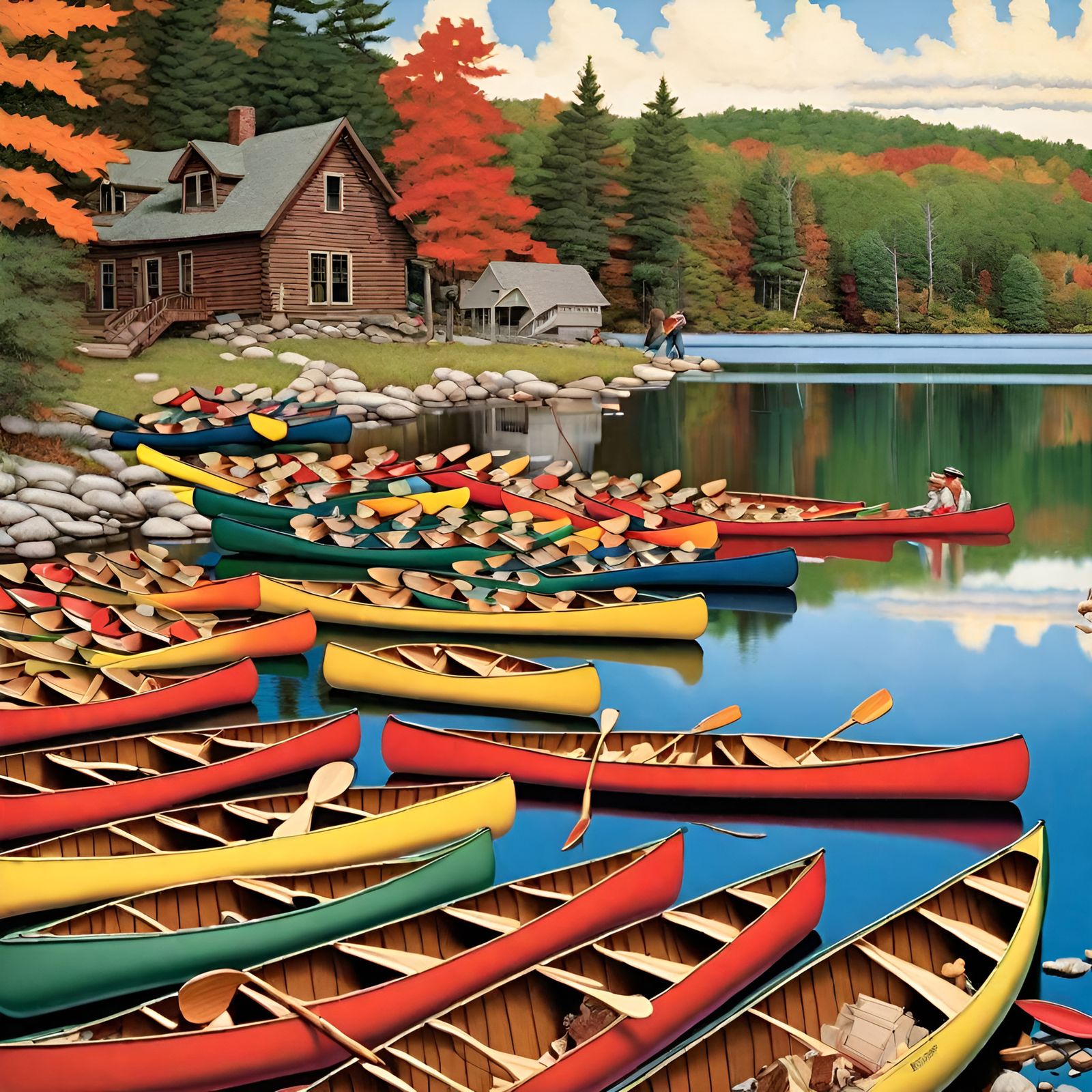 Adirondack Lake Canoes in Rockwell Style